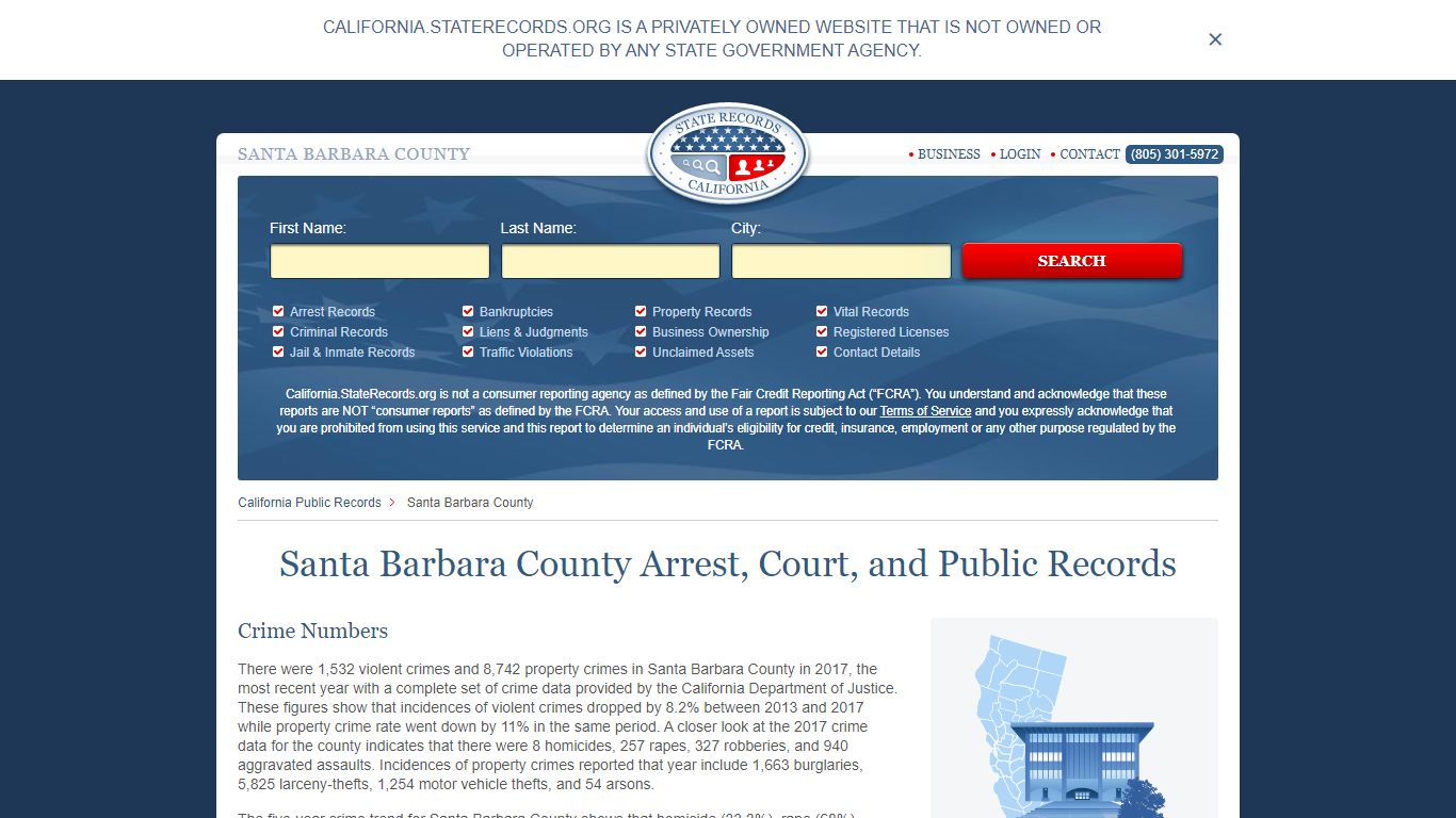 Santa Barbara County Arrest, Court, and Public Records