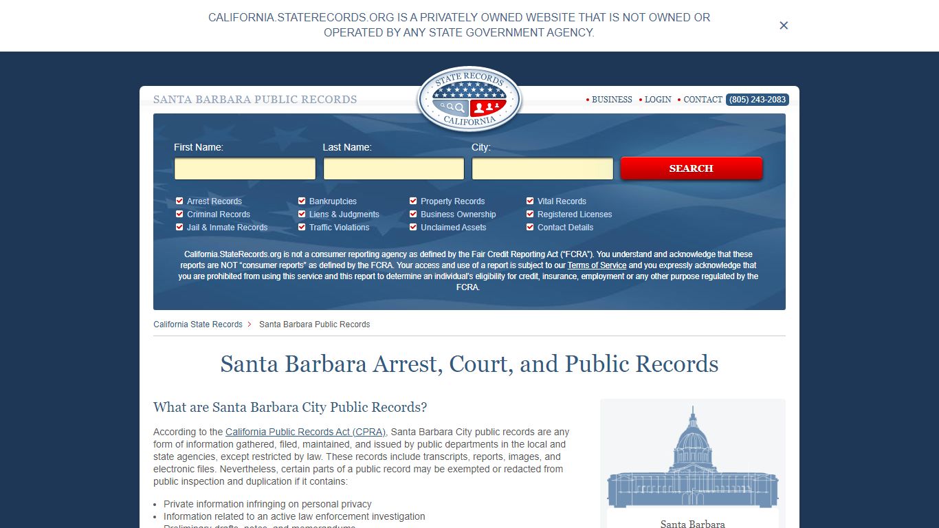 Santa Barbara Arrest and Public Records | California ...