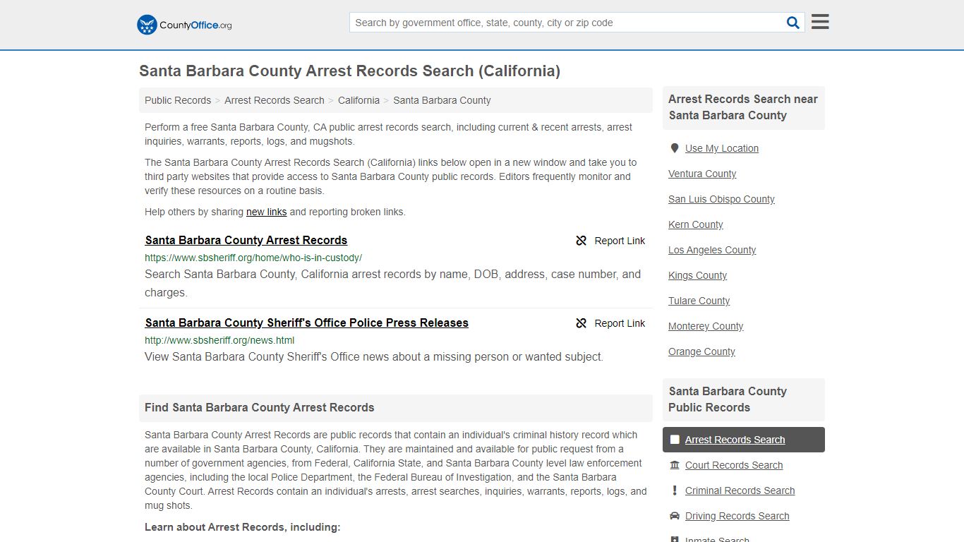 Arrest Records Search - Santa Barbara County, CA (Arrests ...